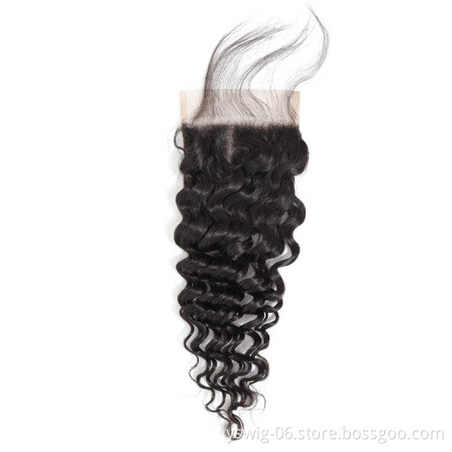Wholesale Peruvian Human Hair Deep Curly Natural Color 3 Bundle With Closure